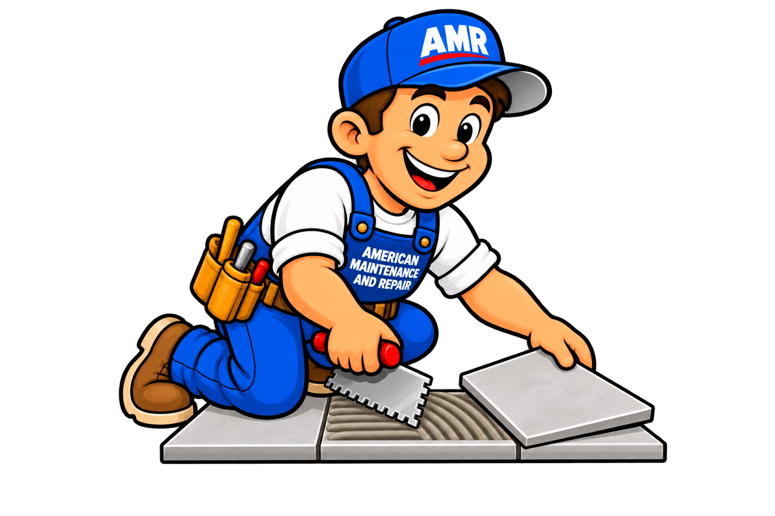 AMR Mascot Laying Floor Tiles