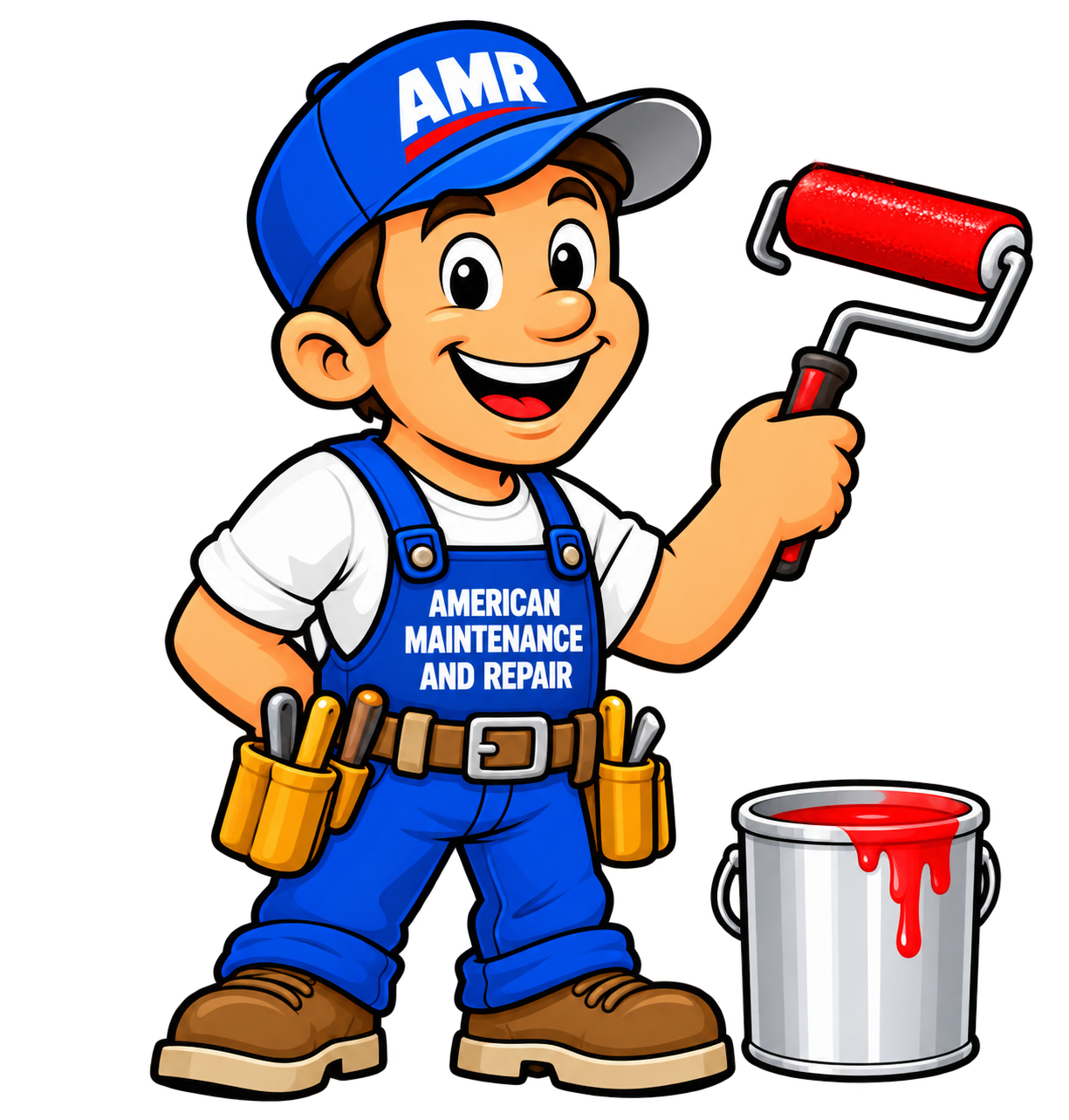 Smiling Painting Handyman Mascot Cutout